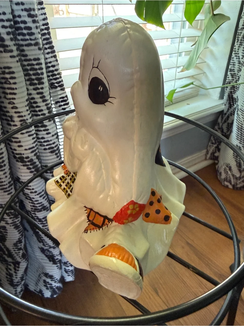 Vintage 1986 Ceramic Patchwork Ghost Figurine